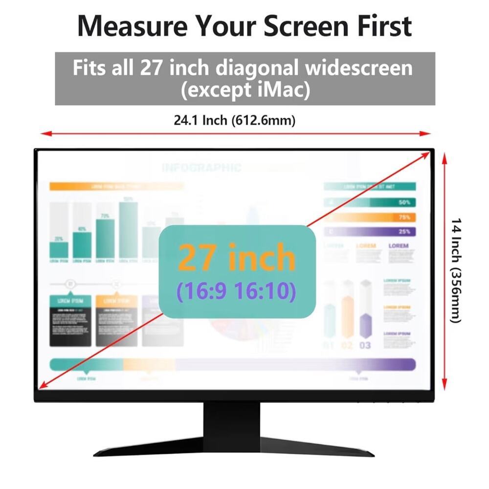 27 inch Privacy + Anti-Blue Light Computer Monitor Filter PC Screen Protector - Picture 2 of 5